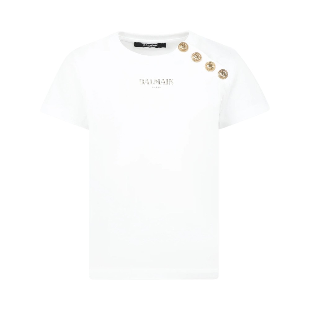 BALMAIN T-shirt bianca con...