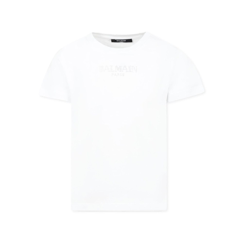 BALMAIN T-shirt bianca con...