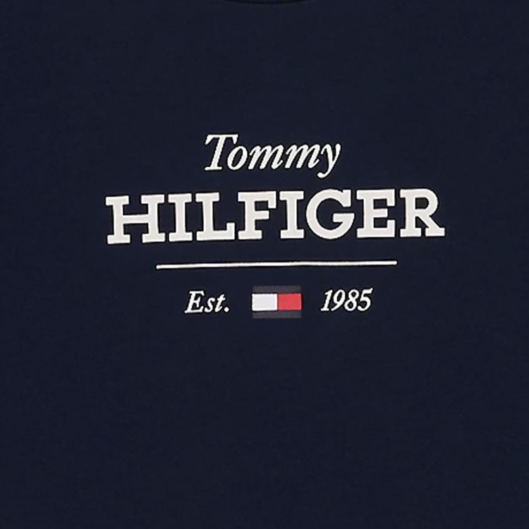 TOMMY HILFIGER T-shirt blu navy con stampa logo bambino