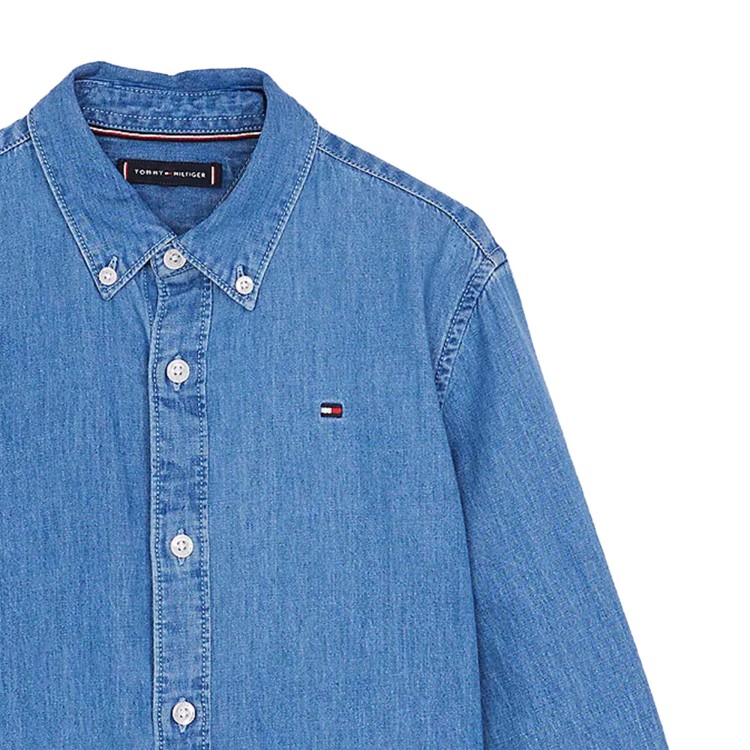 TOMMY HILFIGER Camicia in denim con ricamo logo bambino