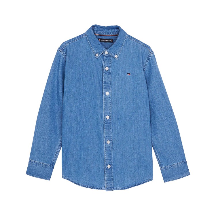 TOMMY HILFIGER Camicia in denim con ricamo logo bambino