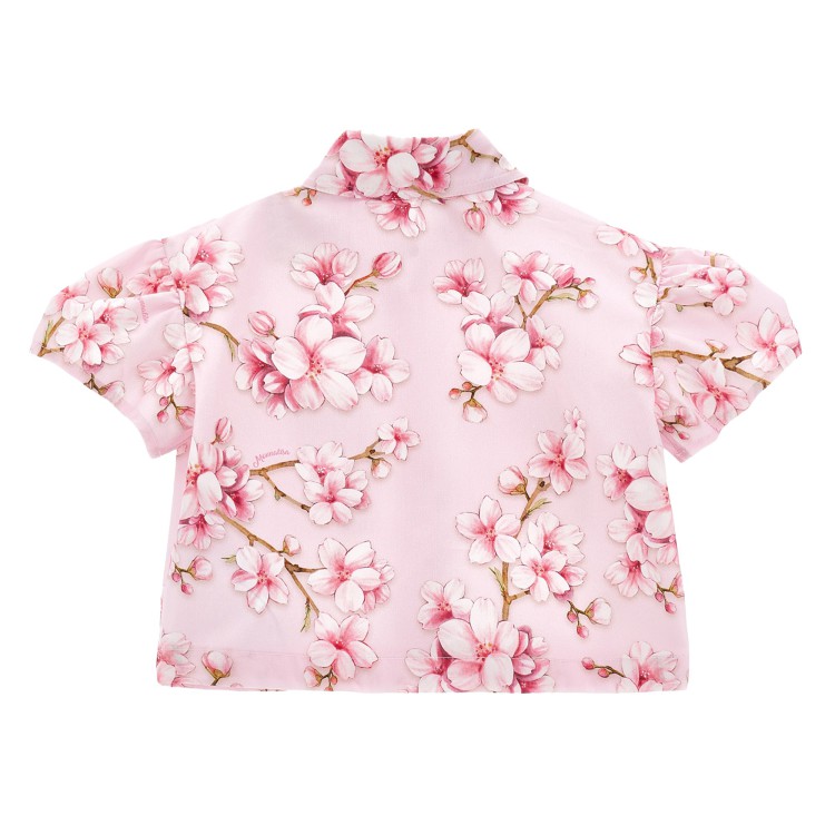 MONNALISA Camicia rosa di popeline con fiori di pesco bambina