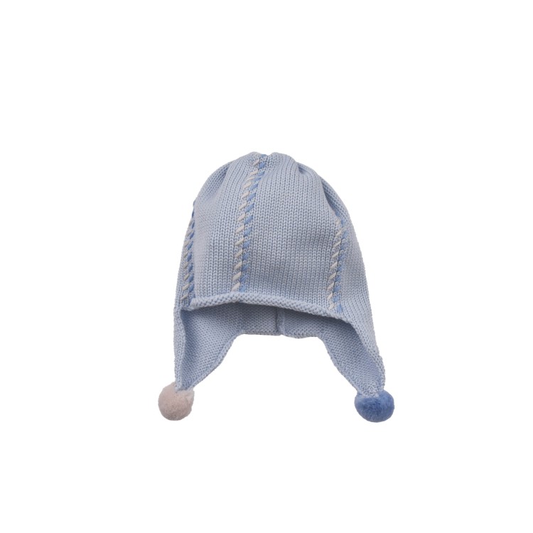 CATYA Cappello celeste lappone con pon pon neonato