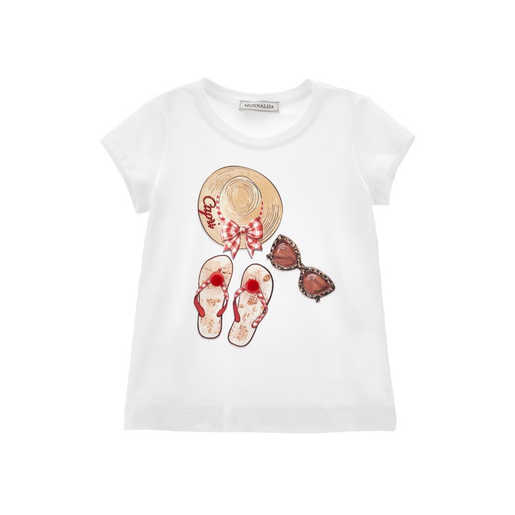 MONNALISA T-shirt bianca stampa Travel bambina