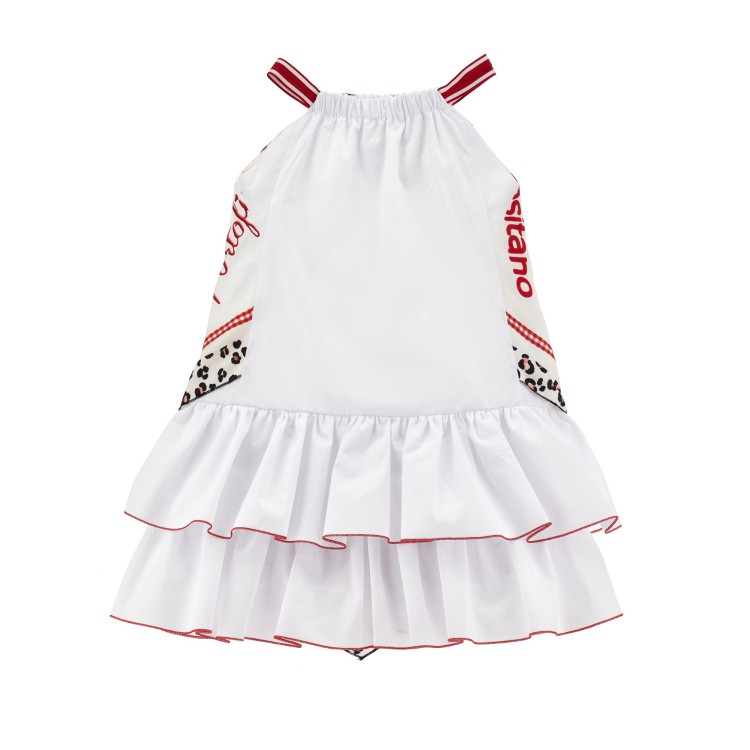 MONNALISA Abito bianco con foulard multicolor bambina