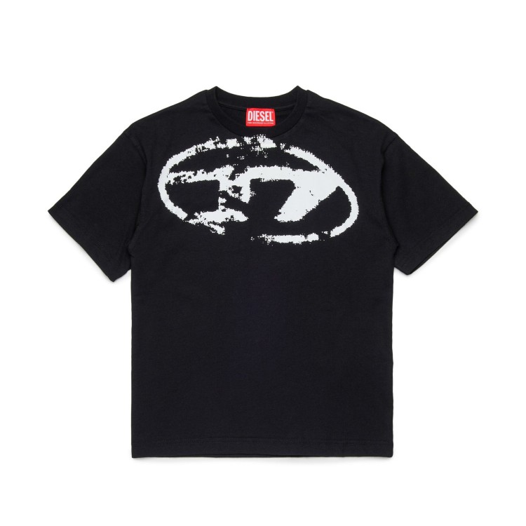 DIESEL T-shirt nera con logo a contrasto bambini