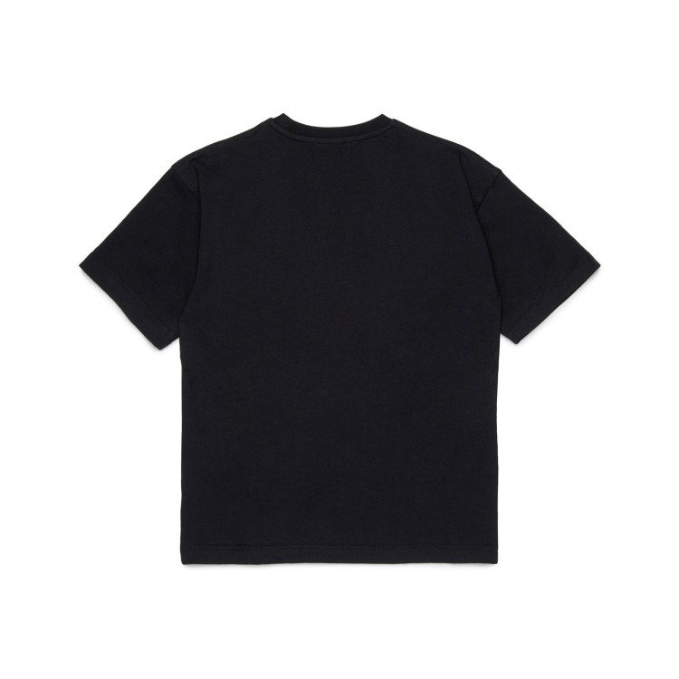 DIESEL T-shirt nera con logo a contrasto bambini