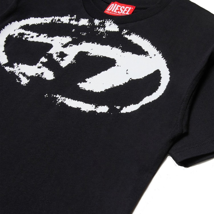 DIESEL T-shirt nera con logo a contrasto bambini