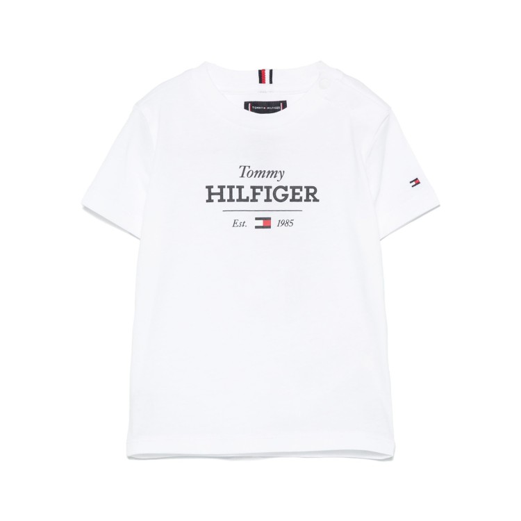 TOMMY HILFIGER T-shirt bianca con stampa logo bambino