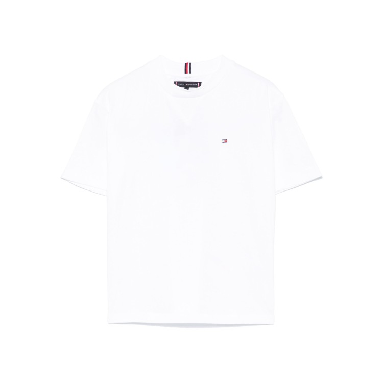 TOMMY HILFIGER T-shirt bianca con ricamo logo bambino