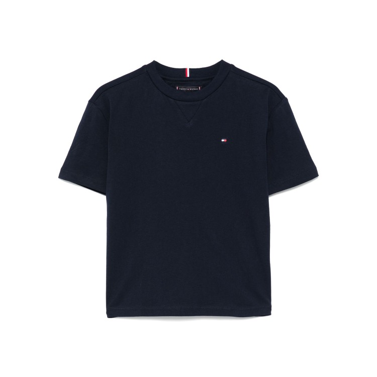 TOMMY HILFIGER T-shirt blu navy con ricamo logo bambino