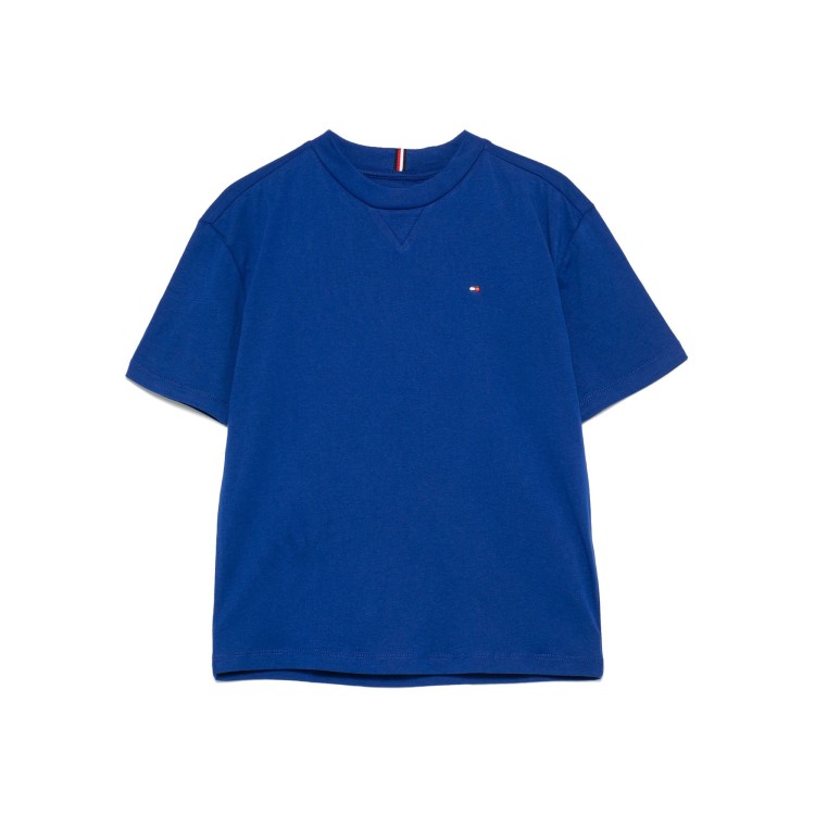 TOMMY HILFIGER T-shirt azzurra con ricamo logo bambino