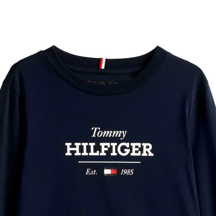 TOMMY HILFIGER T-shirt blu navy a maniche lunghe bambino