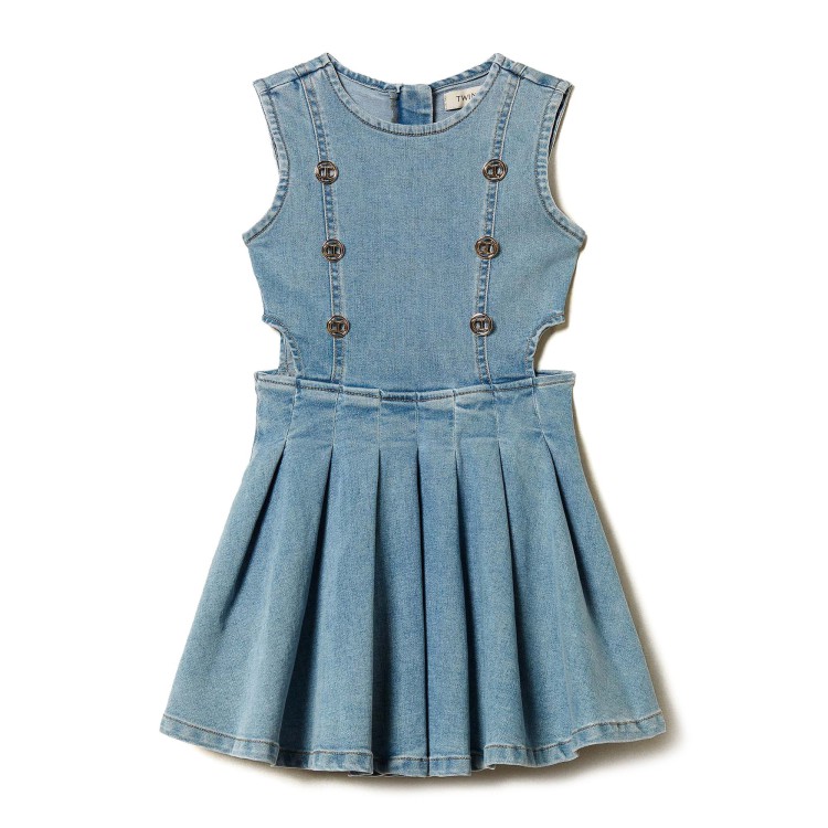 TWIN-SET Abito in denim con bottoni logati bambina