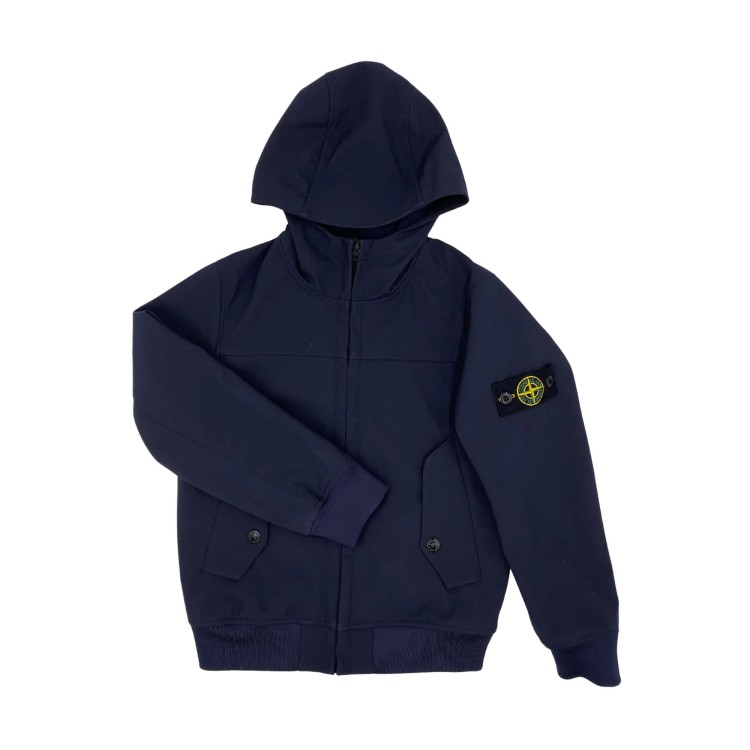 STONE ISLAND Giacca blu full zip con cappuccio bambini