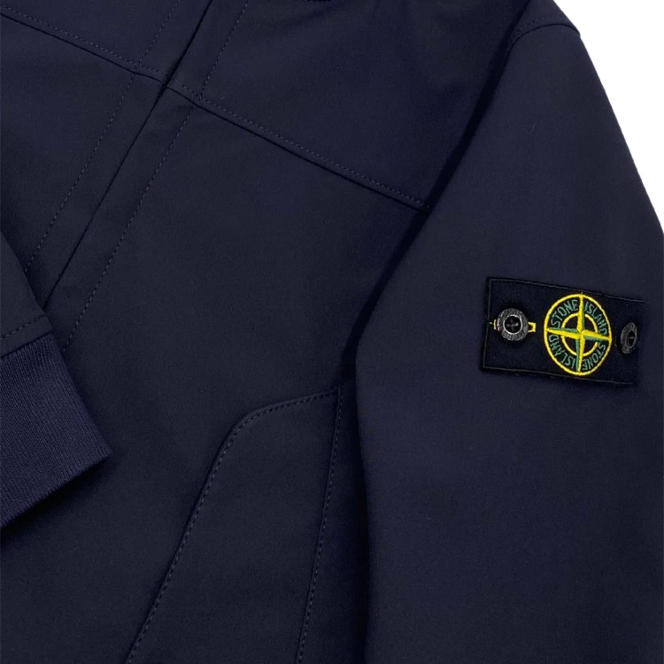 STONE ISLAND Giacca blu full zip con cappuccio bambini