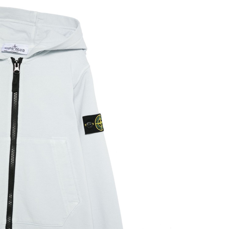 STONE ISLAND Felpa celeste full-zip con cappuccio Compass bambini