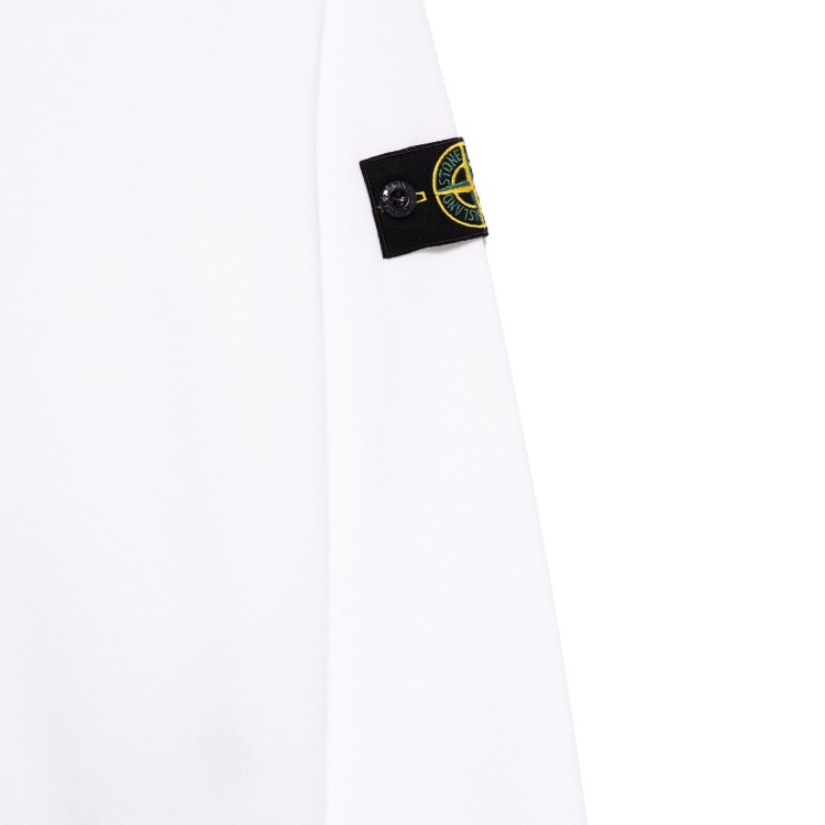 STONE ISLAND Felpa bianca girocollo con applicazione Compass bambini