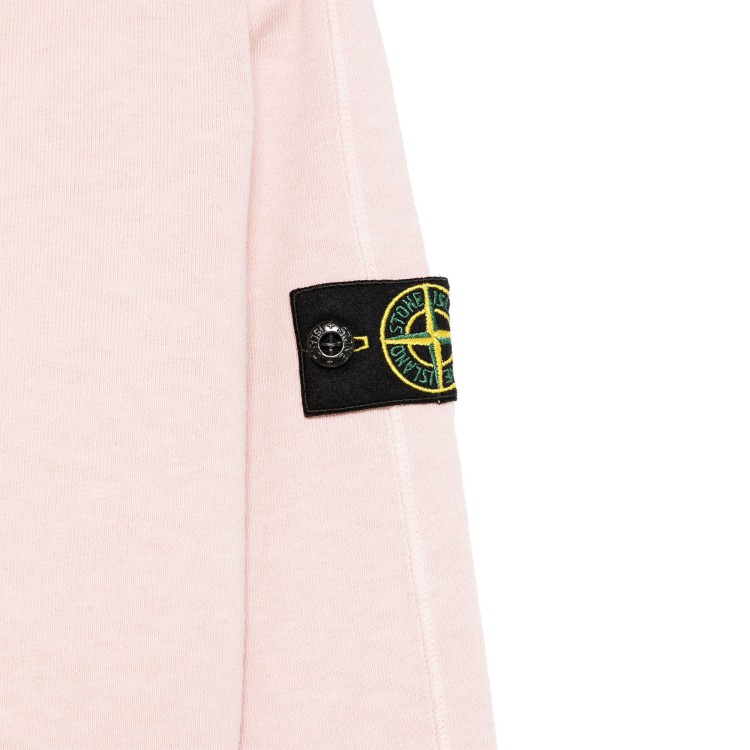 STONE ISLAND Felpa rosa girocollo con applicazione Compass bambini