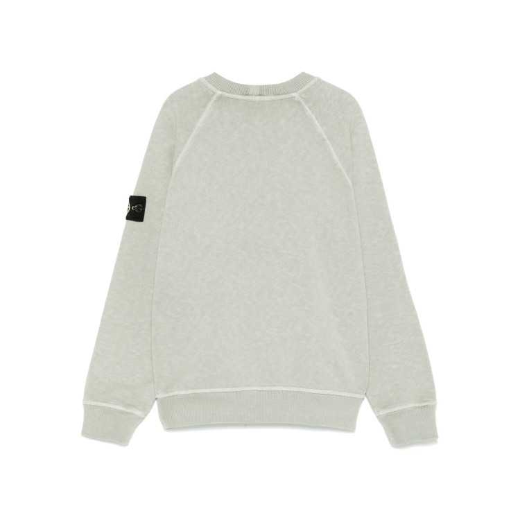 STONE ISLAND Felpa gesso girocollo con applicazione Compass bambini