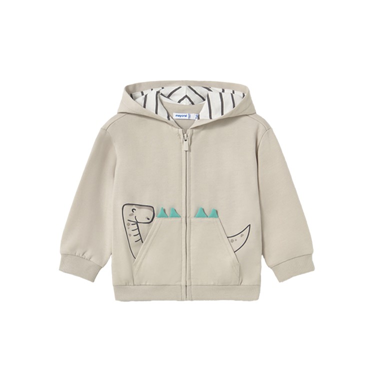 MAYORAL Felpa beige full zip con cappuccio neonato