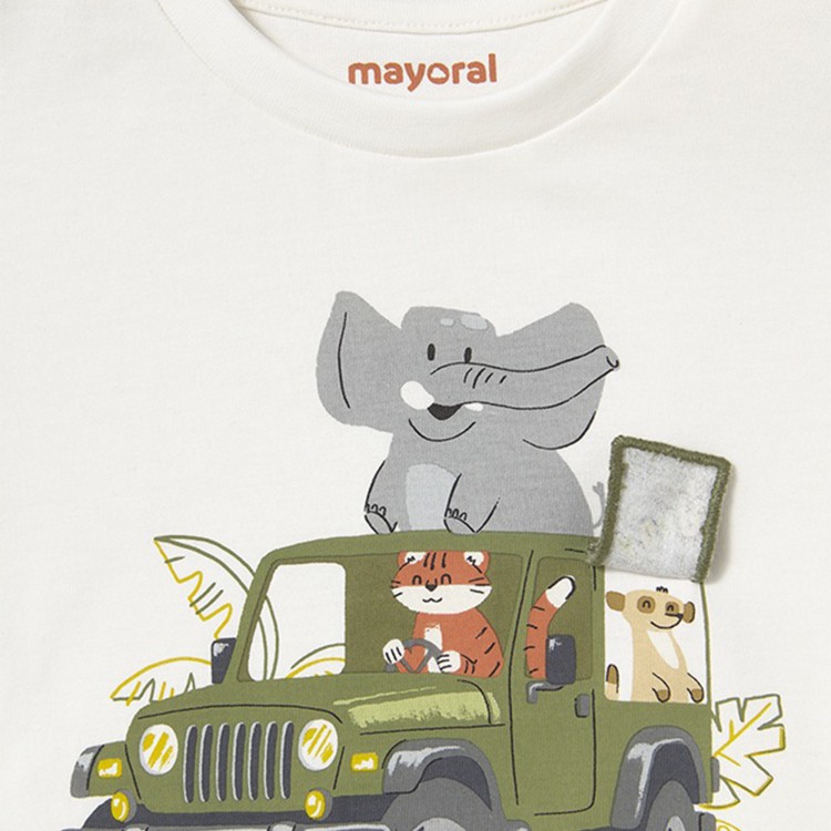 MAYORAL T-shirt panna con stampa interattiva neonato