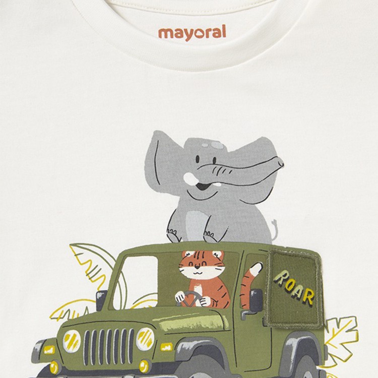 MAYORAL T-shirt panna con stampa interattiva neonato