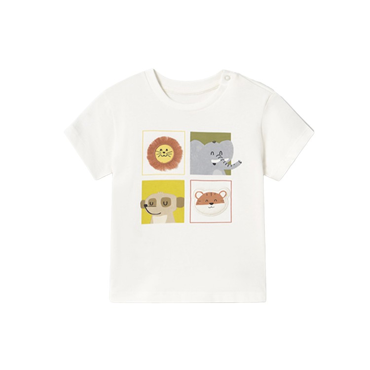 MAYORAL T-shirt panna con stampa animali neonato