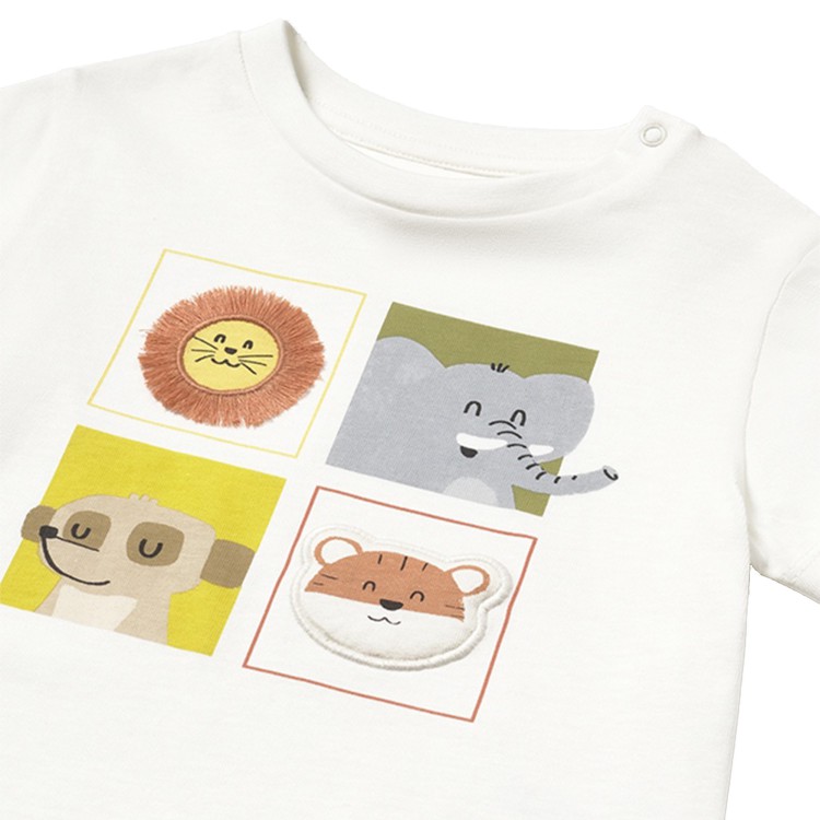 MAYORAL T-shirt panna con stampa animali neonato