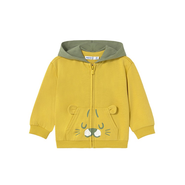 MAYORAL Felpa gialla e verde full zip con cappuccio neonato