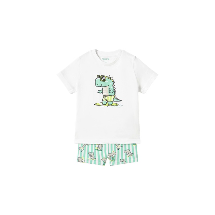 MAYORAL Completo bianco e verde costume e t-shirt neonato