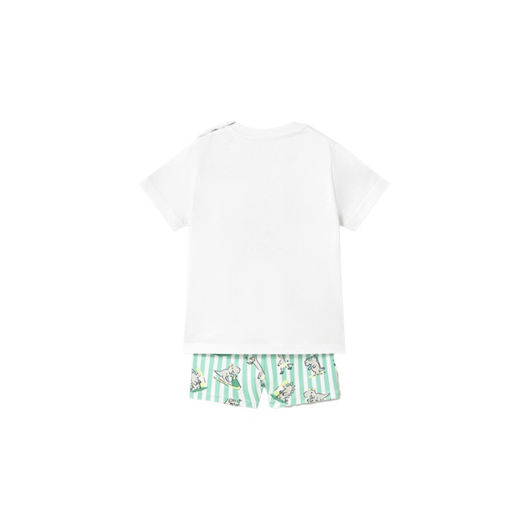 MAYORAL Completo bianco e verde costume e t-shirt neonato