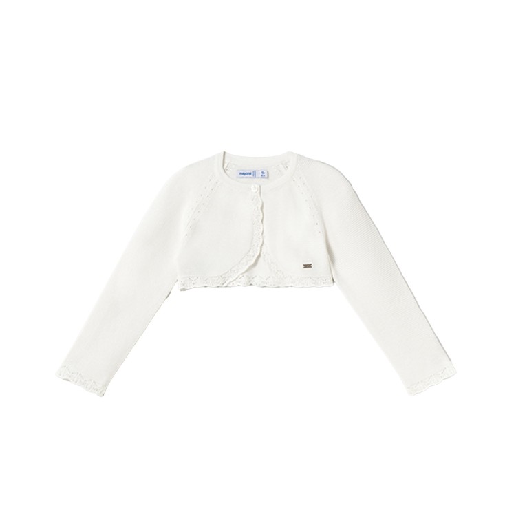 MAYORAL Cardigan bianco con balze neonata