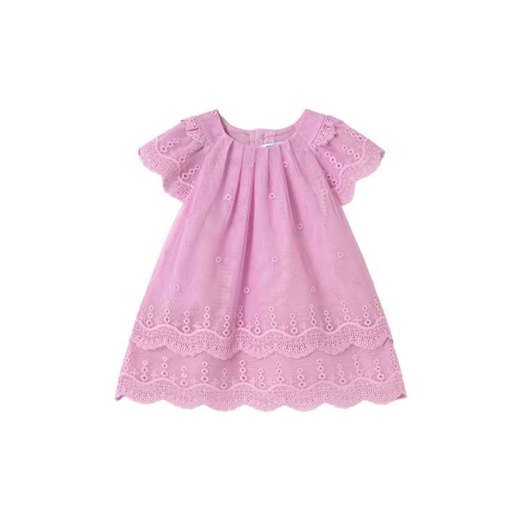 MAYORAL Abito rosa in tulle con ricami neonata