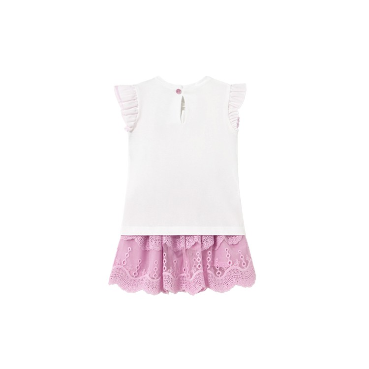 MAYORAL Completo bianco e rosa gonna e t-shirt neonata