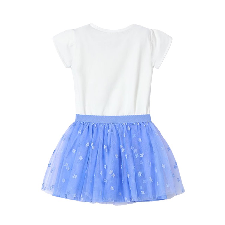 MAYORAL Set bianco e blu t-shirt e gonna bambina