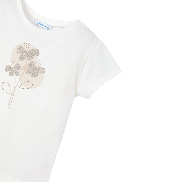 MAYORAL T-shirt bianca con applicazione bambina