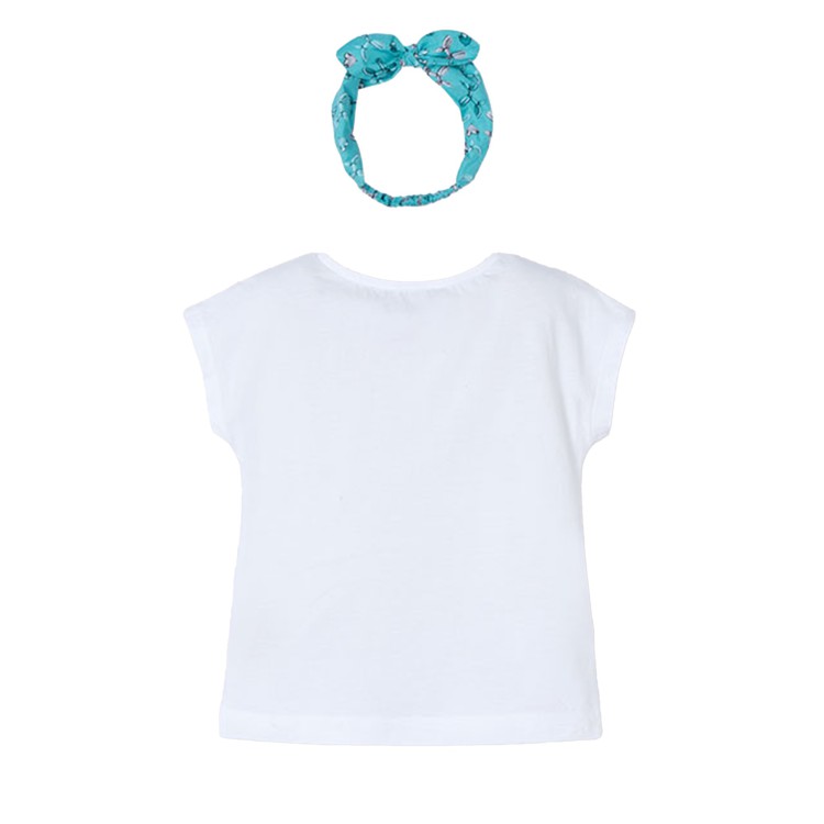 MAYORAL T-shirt bianca e fascia azzurra bambina