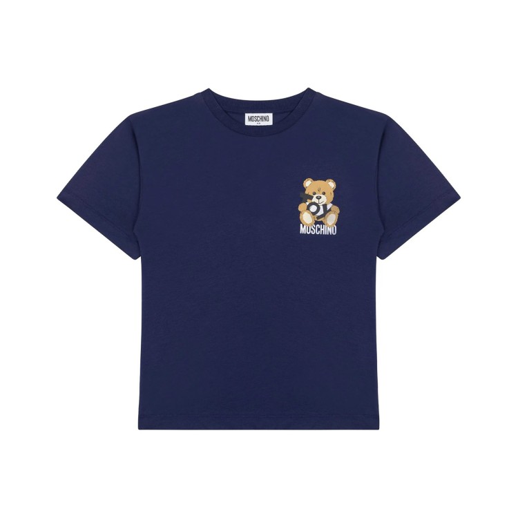 MOSCHINO T-shirt blu navy con stampa bambini