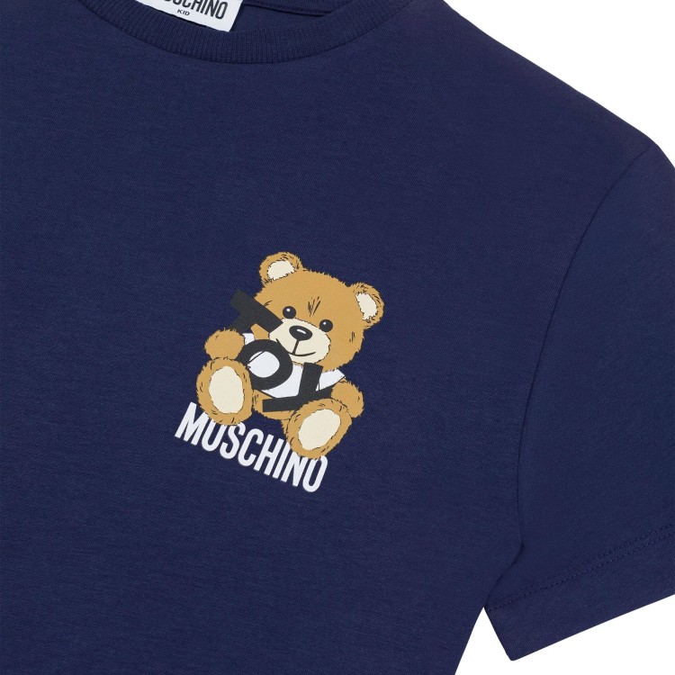 MOSCHINO T-shirt blu navy con stampa bambini