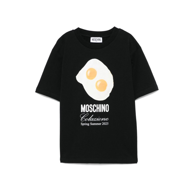 MOSCHINO T-shirt nera con stampa frontale bambini