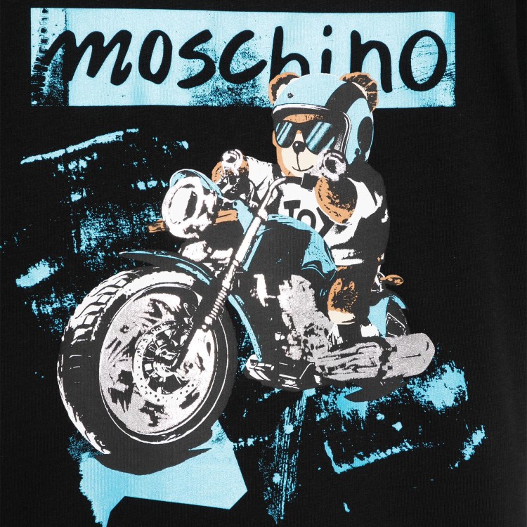 MOSCHINO T-shirt nera con stampa Teddy Bear bambino