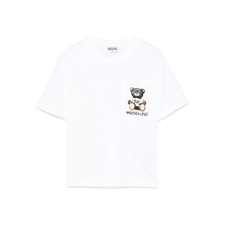 MOSCHINO T-shirt bianca con stampa Teddy bambini