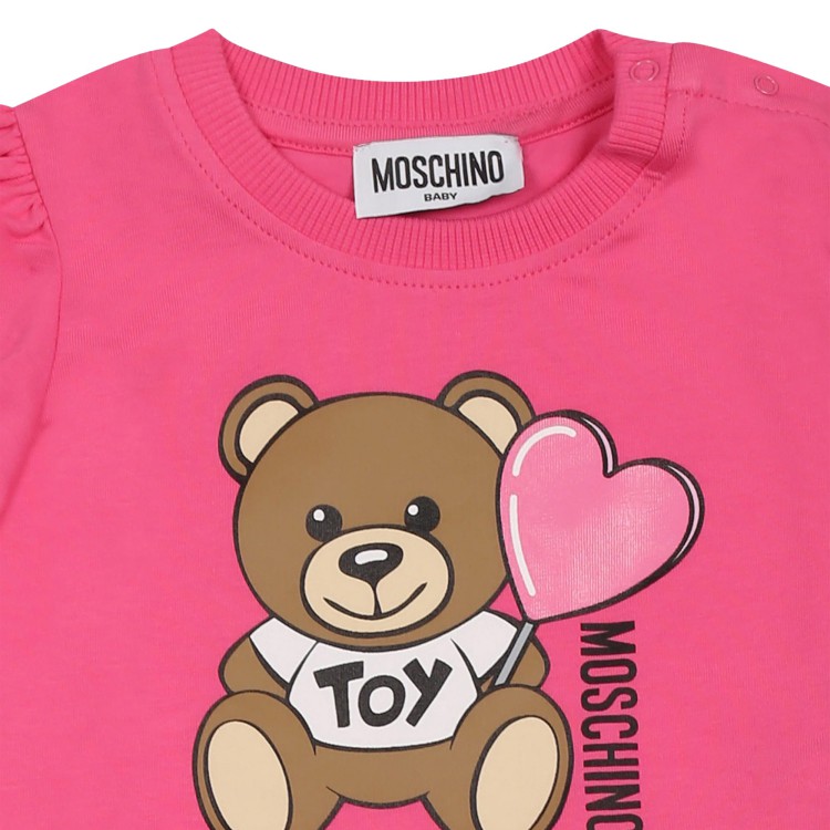 MOSCHINO Abito fucsia con stampa Teddy neonata