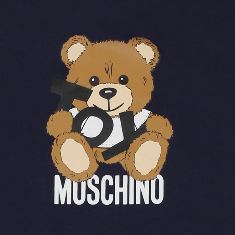 MOSCHINO Abito blu navy con stampa Teddy neonata