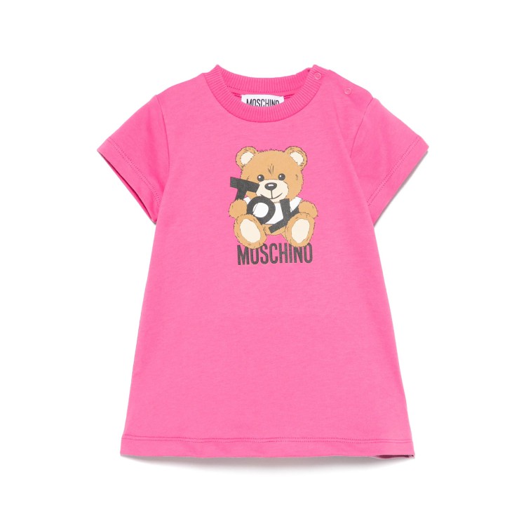 MOSCHINO Abito fucsia con stampa Teddy neonata