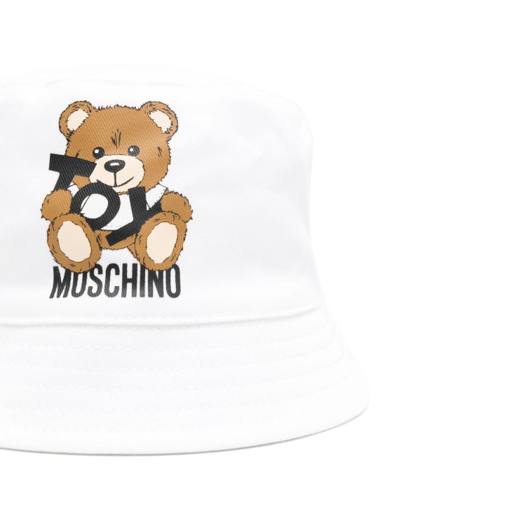 MOSCHINO Cappello bucket bianco con stampa Teddy Bear neonata