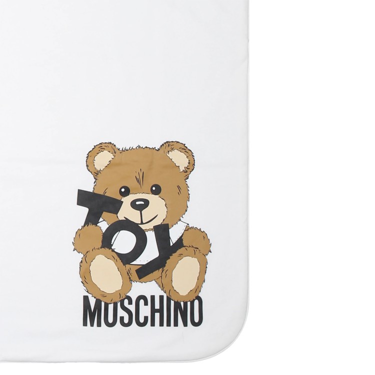 MOSCHINO Coperta bianca con stampa Teddy neonati