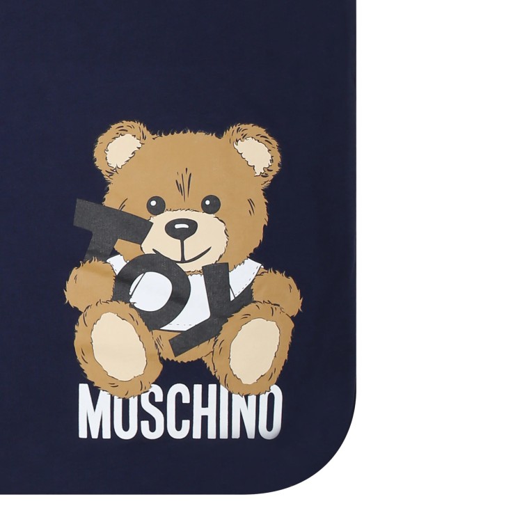 MOSCHINO Coperta blu con stampa Teddy neonati