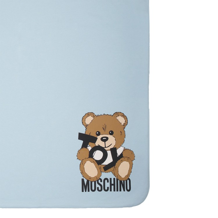 MOSCHINO Coperta celeste con stampa Teddy neonati